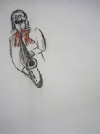 Liviu, saxophoniste, dessiner la musique,  modèle vivant, 